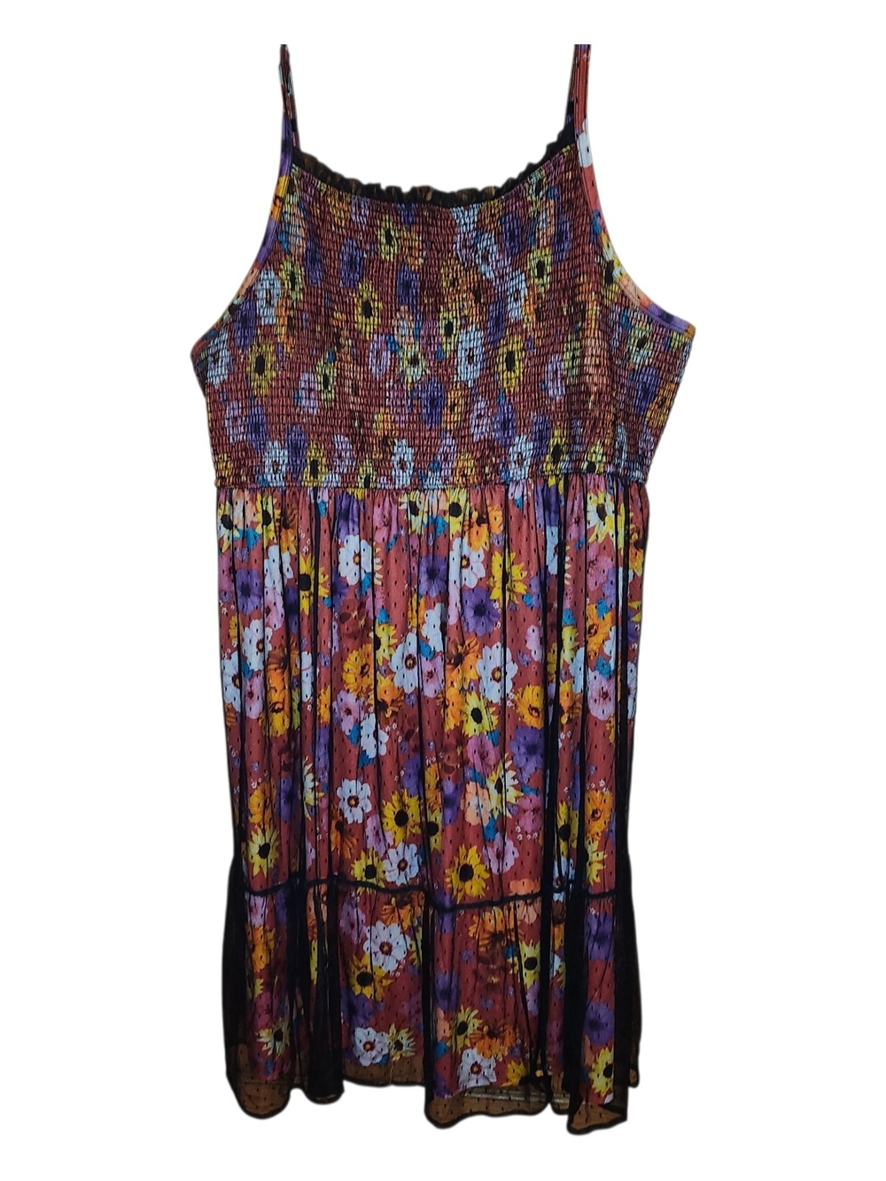 Torrid Multicolor Smocked Dress with Black Trim 6X